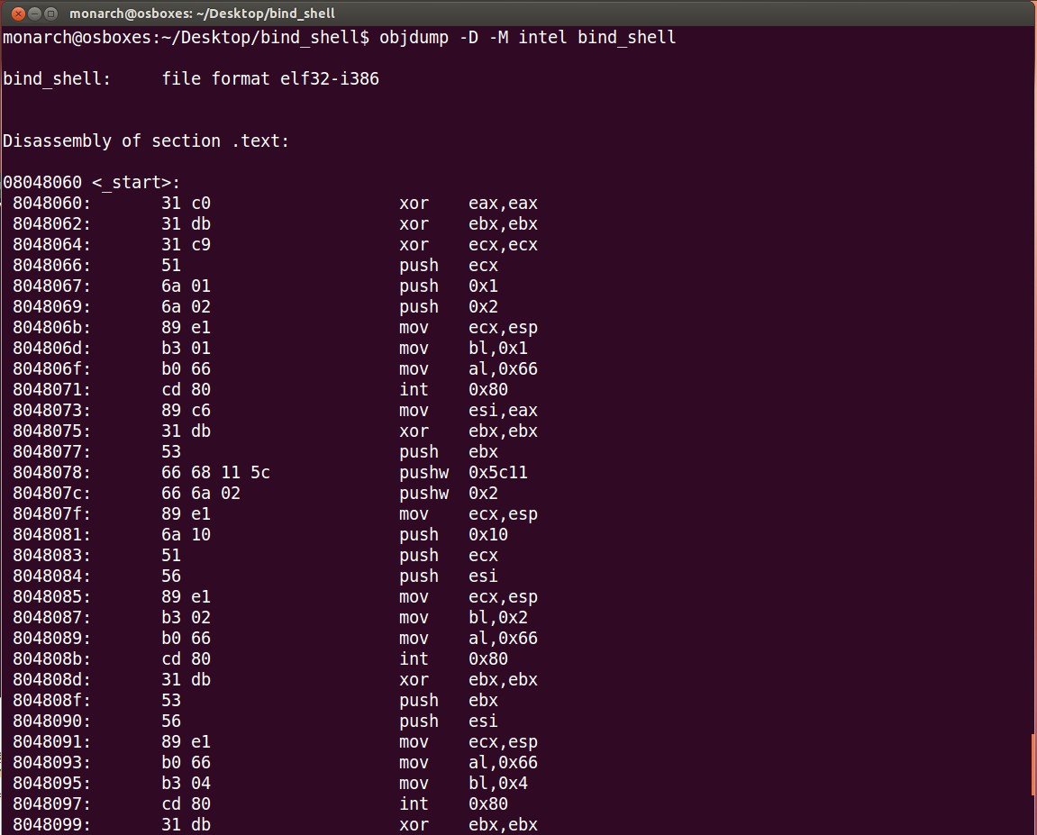 Writing a Bind Shell in x86 Assembly Language – badbit